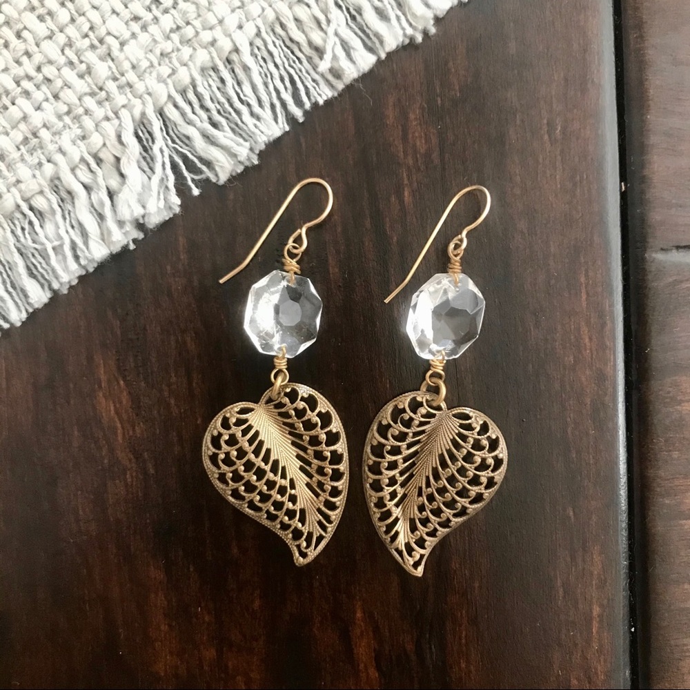 Boho 🌾 Gold Leaf Drop Earrings